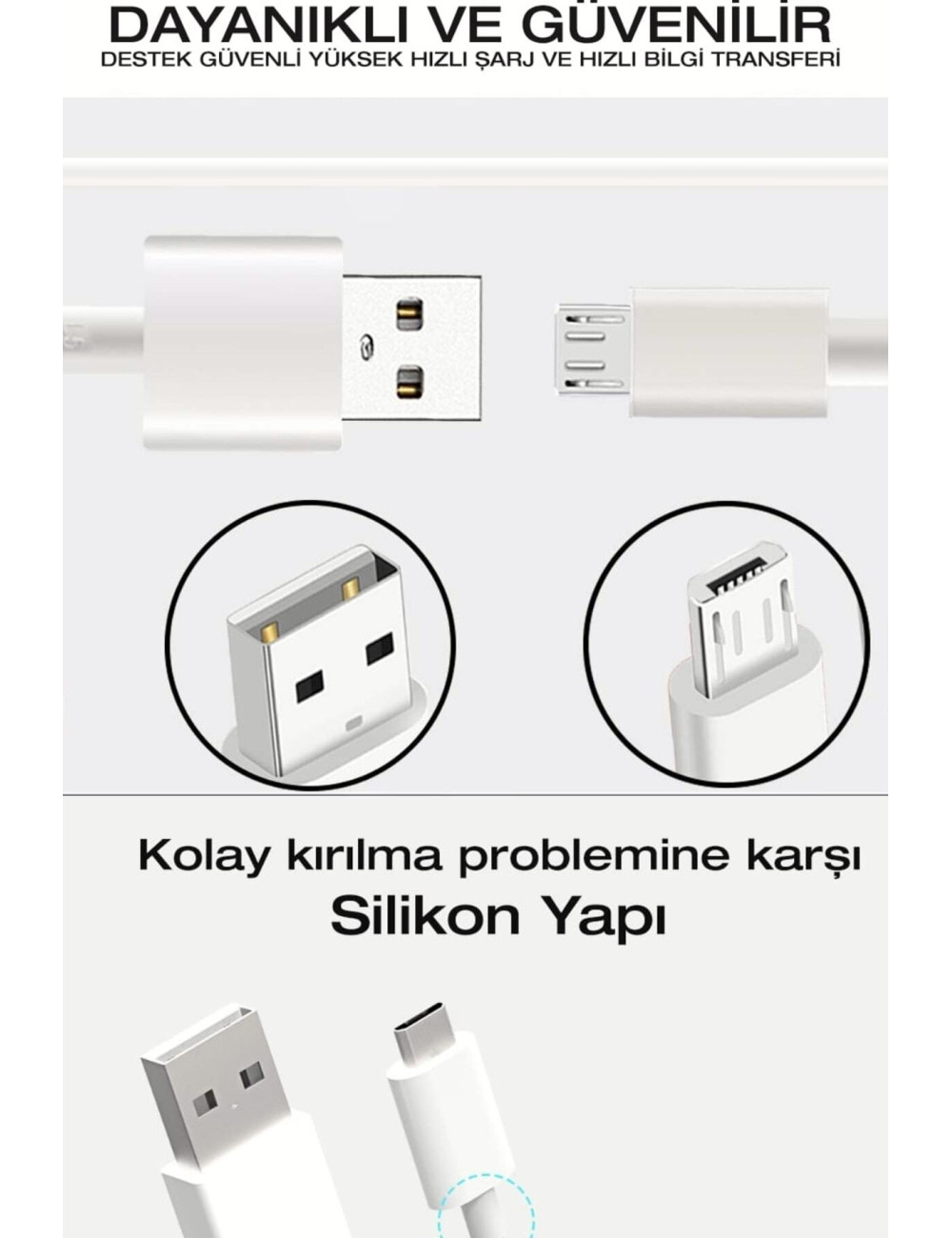 5 قطع من كابلات الشحن السريع المصنوعة من السيليكون بتقنية Micro USB بقوة 2 أمبير للهواتف المحمولة التي تعمل بنظام Android