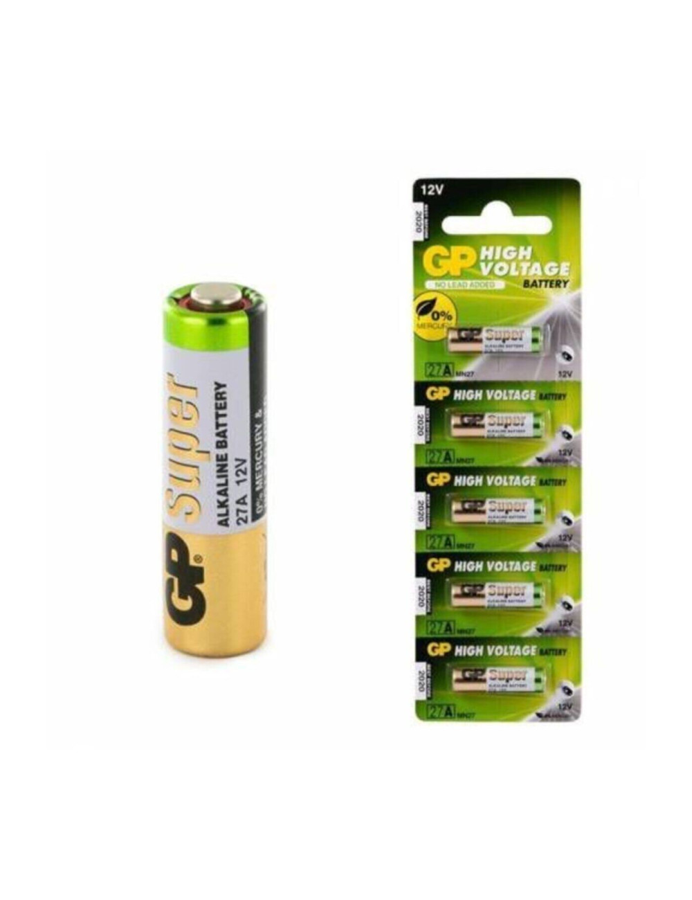 5 x 27a Batteries, 5 x 1-Card Alkaline 27a Batteries, 27ae 12v 5-Pack Alarm Batteries