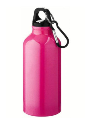Pembe Karabinerli Alüminyum Su-kahve Şişesi Mug 350 Ml Matarası(kampta-ofiste-yürüyüşte-sporda)