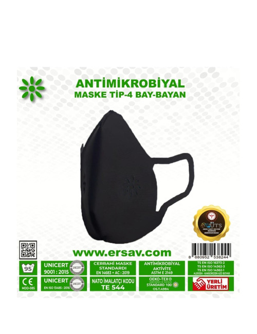 Type 4 Black, Ministry of Health Approved, TSE Certified, Washable Filtered Face Mask - Men's