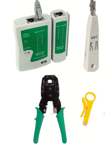 Krone Crimping Pliers + RJ45 RJ11 Jack Crimping Pliers + Data/Telephone Cable Tester + Cable Stripper
