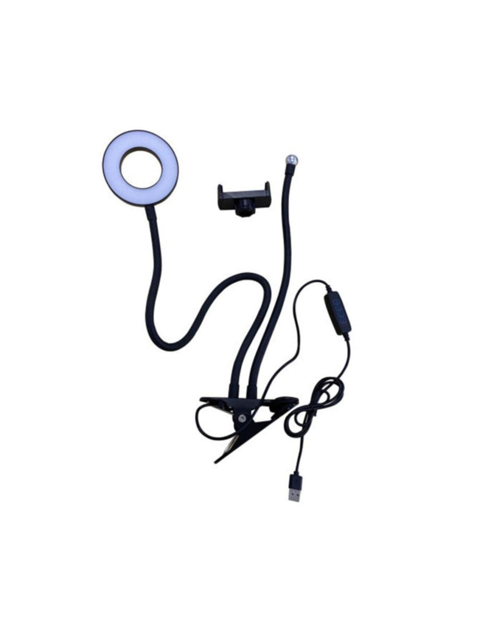2-in-1 Selfie Light-Up Youtuber Makeup Acrobat LED Ring Light Hairdresser Phone Holder
