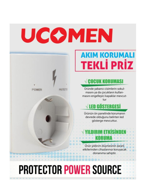 Ledli Isınmaya Karşı Ve Yüksek Akım Şok Korumalı Topraklı Priz Çoçuk Koruyuculu