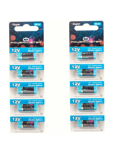 10 قطع من بطاريات قلوية قصيرة القلم 23a 12v 23ae Mn21 A23 V23ga Vr22 لأجهزة إنذار المرآب عن بعد
