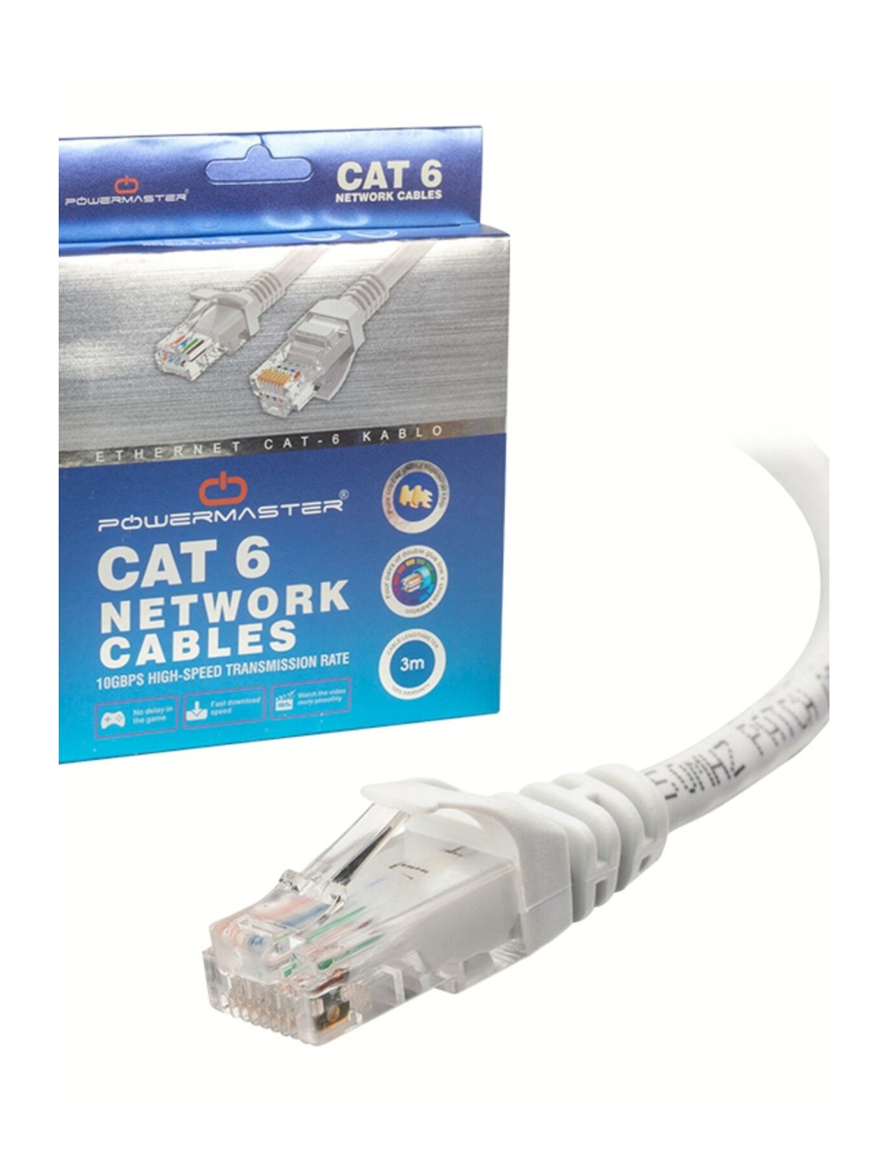 3 Metrelik Cat6 Lan Internet Data Kablosu(ETHERNET MODEM RJ45 UÇLU JACKLI NETWORK ADSL)