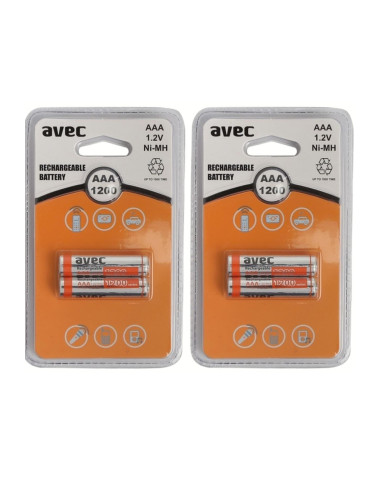 4 x 1200 mAh Ni MH AAA Rechargeable 1.2 Volt Standard Thin Pen Batteries (Rechargeable Remote Control Batteries)