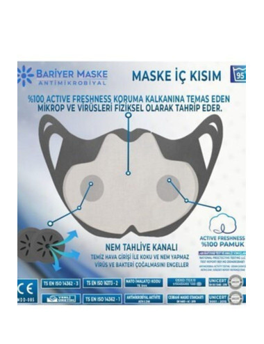 Yıkanabilir Üst Düzey Koruyuculu Filtreli Bariyer Maske