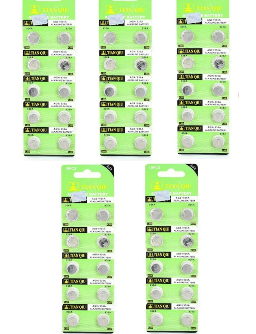 50 Pieces Alkaline LR54 AG9 V9GA LR936 394 SR936 194 Button Batteries (for Scales, Clocks, Weighing Machines, Toys, Garages)