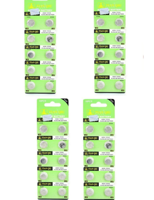 أسعار الجملة لـ 40 بطارية قلوية من نوع LR54 AG9 V9GA LR936 394 SR936 194 (للموازين والساعات وآلات الوزن والألعاب والجراجات).