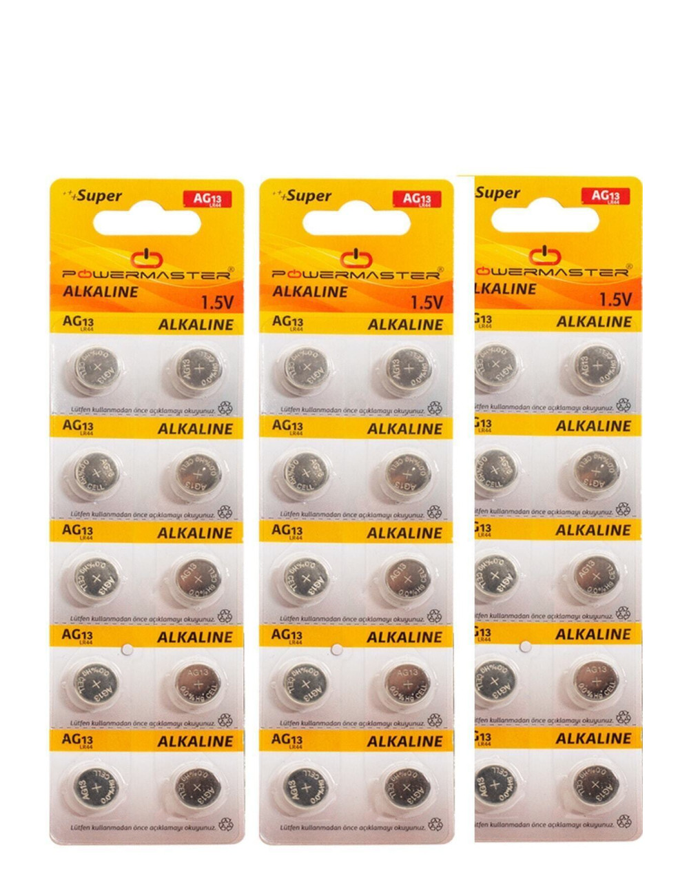 30 Pieces AG13 Alkaline LR44H A76 SR44 357 V13GA Button Coin Batteries (Scales, Clocks, Toy Batteries)