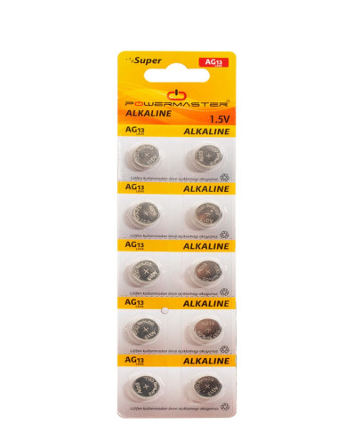10 Pieces AG13 Alkaline LR44H A76 SR44 357 V13GA Button Coin Batteries (Scales, Clocks, Toy Batteries)