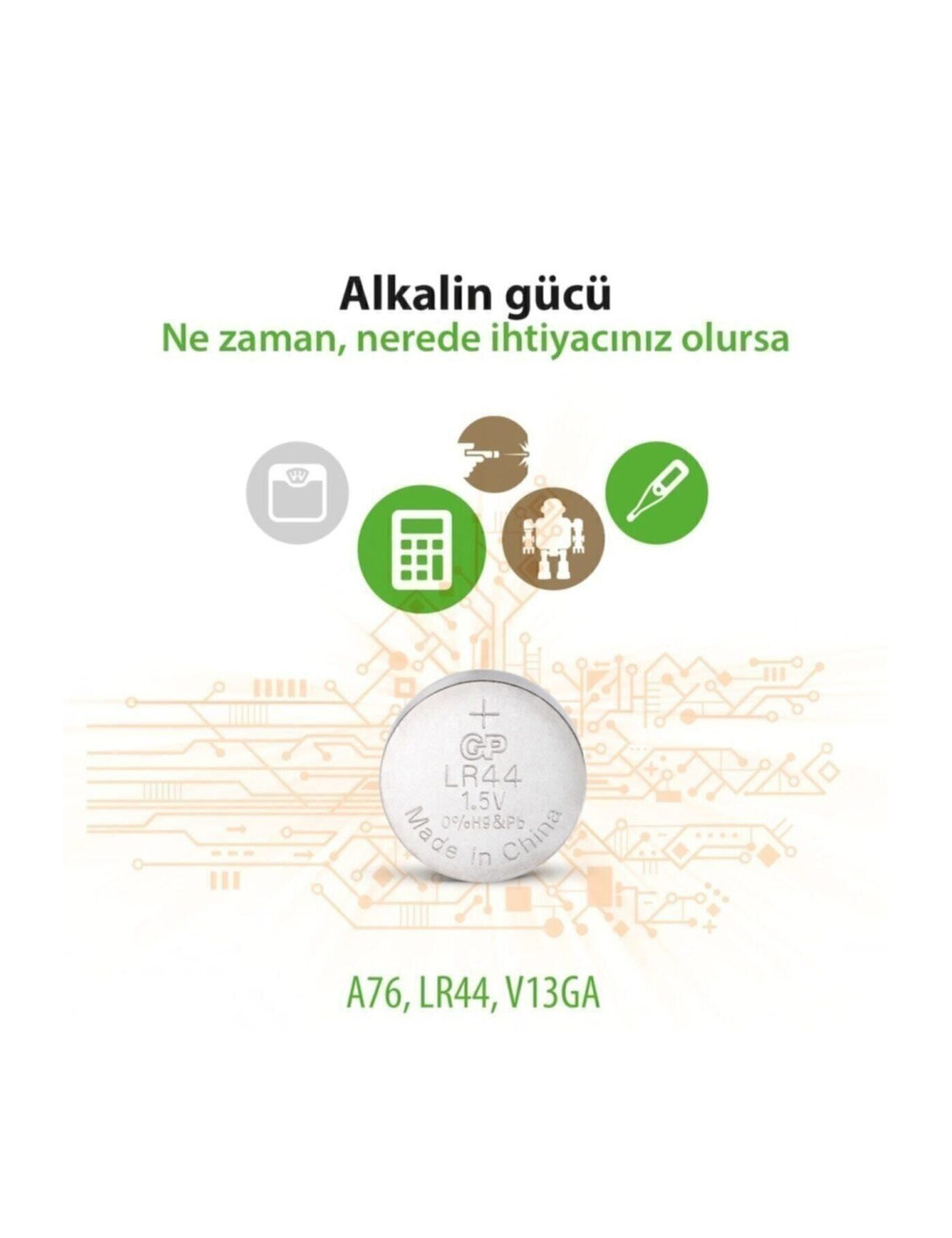 عبوة من 10 بطاريات زر قلوية AG13 A76 - LR44 1.5 فولت