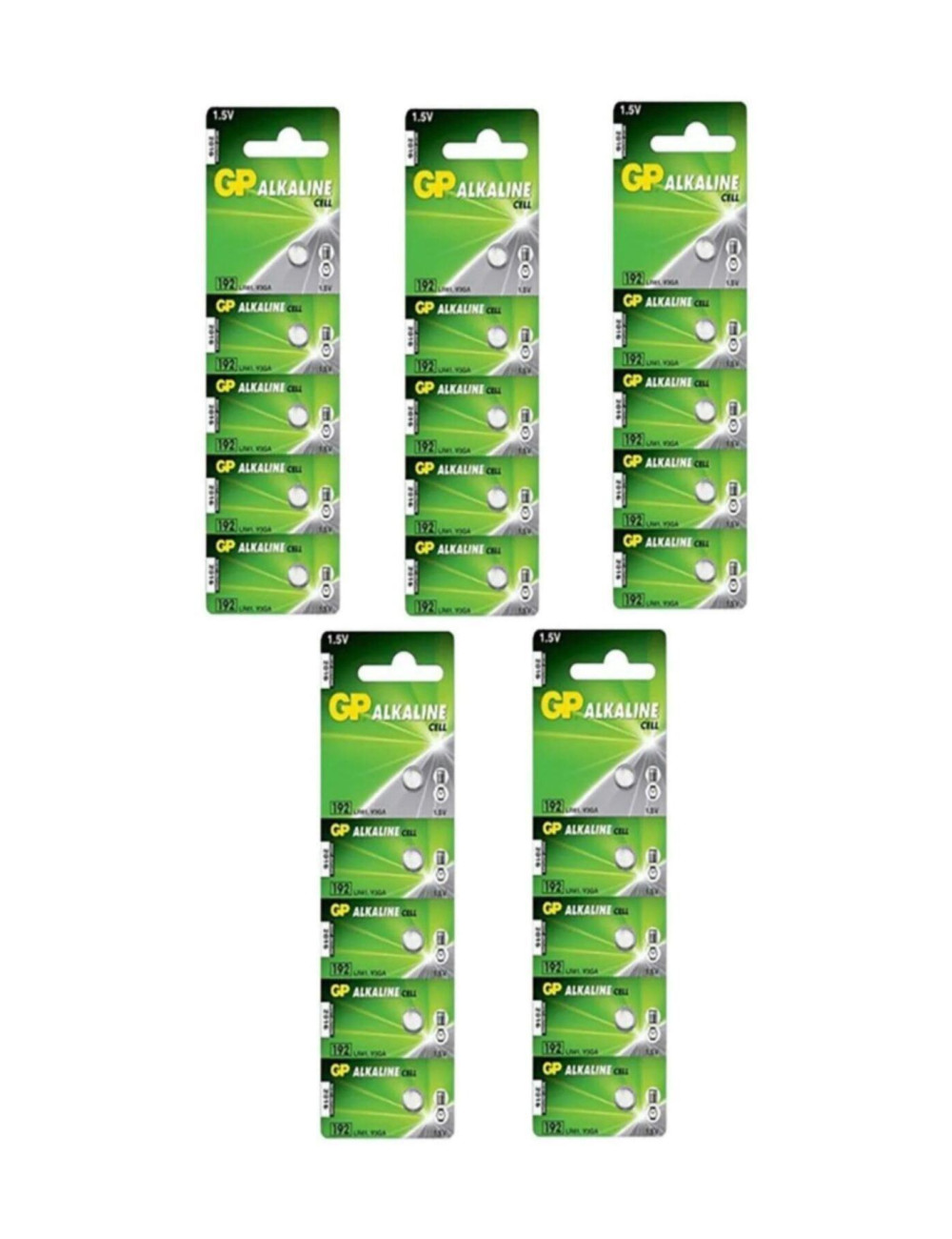 25 Pieces AG3 LR41 392A Alkaline V3GA 5-Pack Button Batteries (192 SR 41 Scale-Watch-Weighing-Toy-Garage Battery)