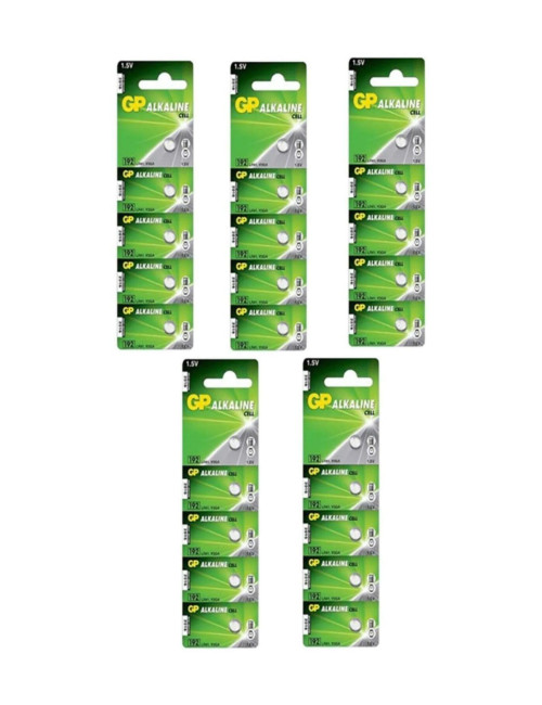 Wholesale prices for 25 Ag3 Lr41 392a Alkaline V3ga 5-pack Button Batteries (192 Sr 41 for scales, watches, weighing machines, t