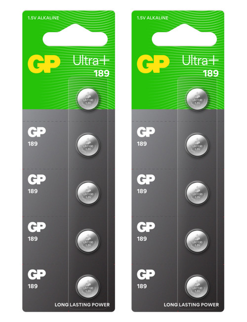 Batteries 189 Ultra Plus Lr54/189/V10Ga Boy Alkalin Düğme Pil, 1.5 Volt, 2 Kart, 10 Adet Pil
