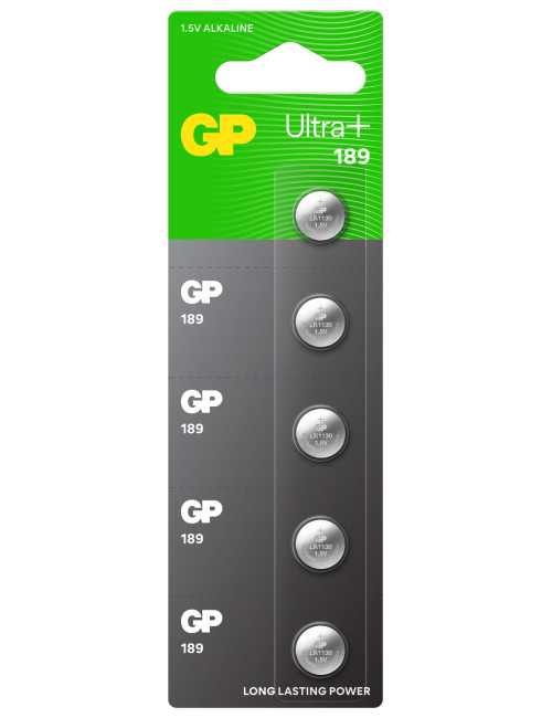 Batteries 189 Ultra Plus Lr54/189/V10Ga Boy Alkalin Düğme Pil, 1.5 Volt, 2 Kart, 10 Adet Pil