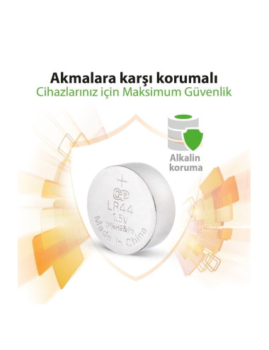 عبوة من 5 بطاريات زر قلوية LR44 (GPA76-C5)