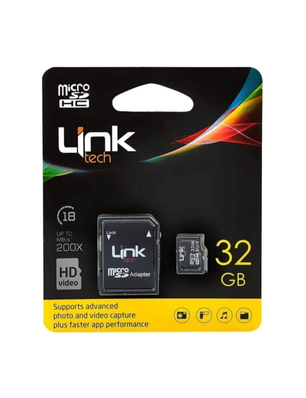 بطاقة ذاكرة Linktech Micro SDHC Ultra M105 سعة 32 جيجابايت من الفئة 10 + محول
